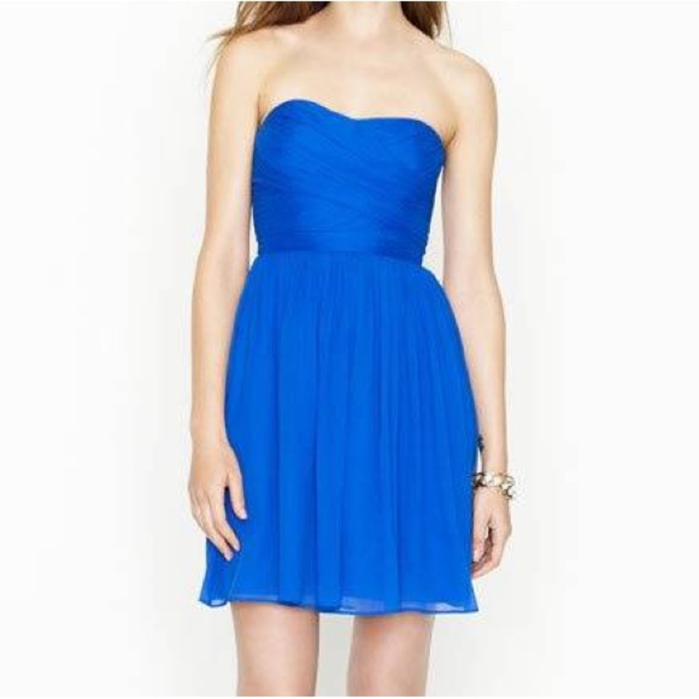 J. Crew Arabelle Cobalt Cerulean Silk Chiffon Mini Dress